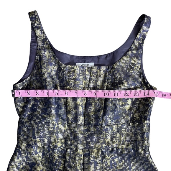 LIKE NEW Moschino Cheap & Chic Blue/Gold Metallic Dress Sz 6 - Picture 6 of 7